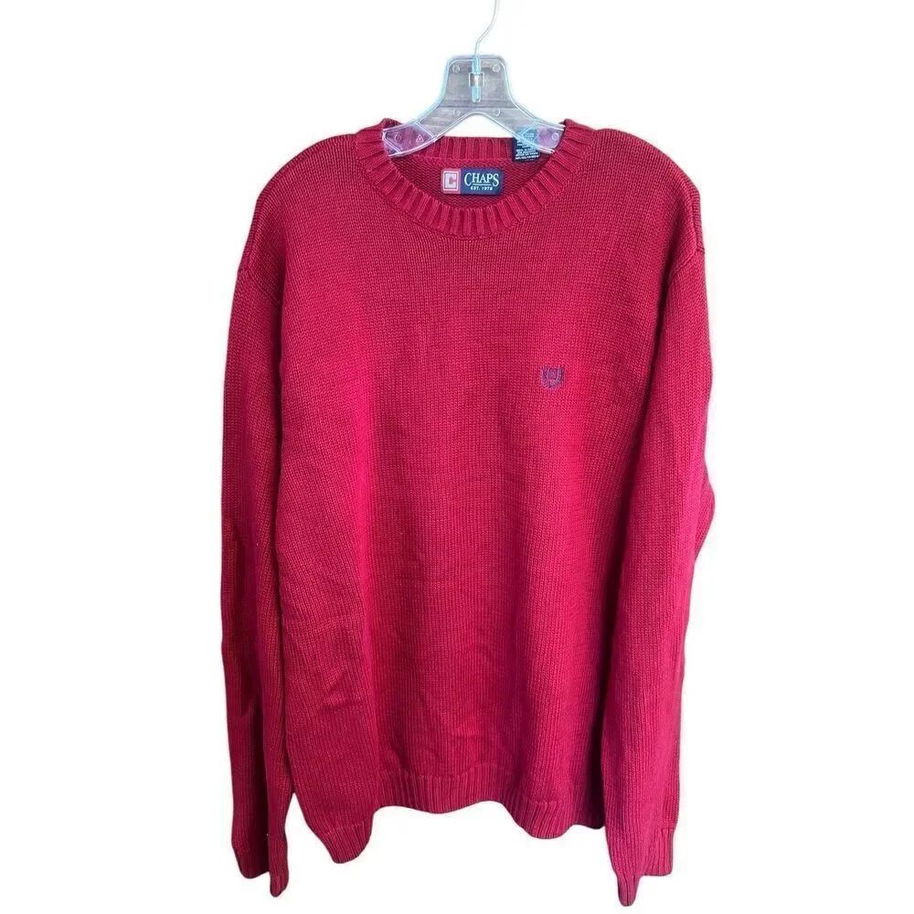 Chaps Men’s Red Cotton Sweater Sz XL NWT
